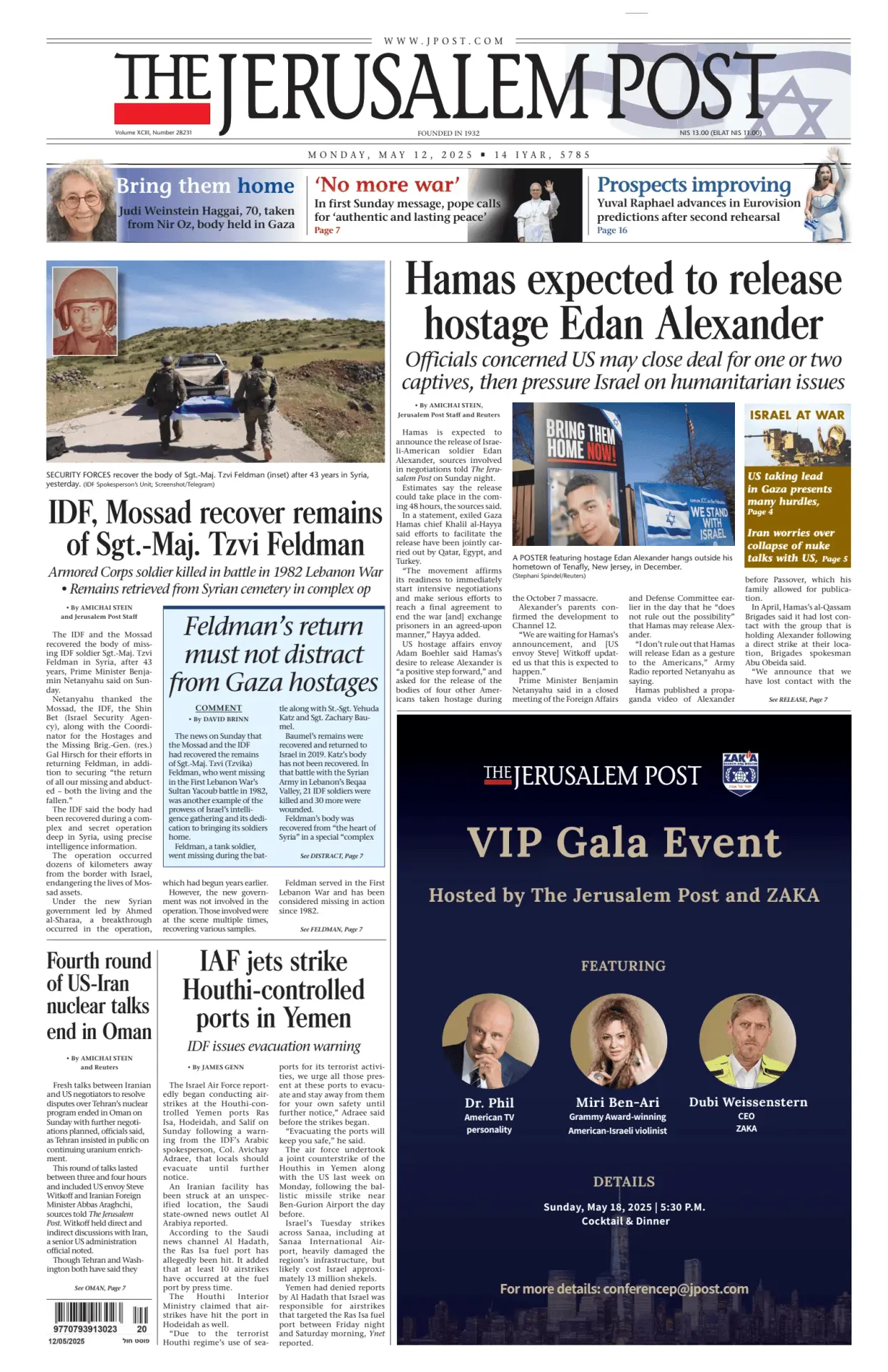 Prima-pagina-the jerusalem post-edizione-di-oggi-12-05-2025